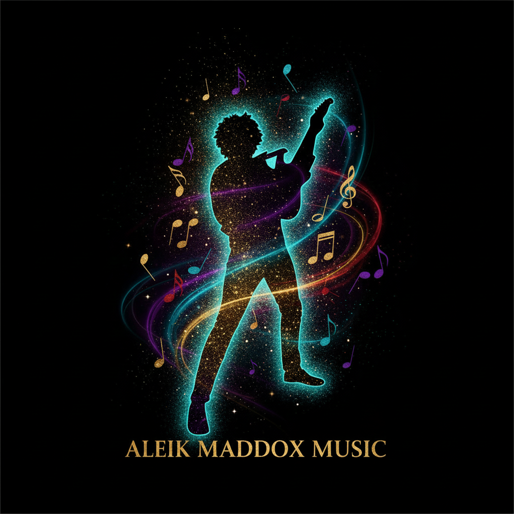 Aleik Maddox Music Logo - Flowing Background Through Silhouette